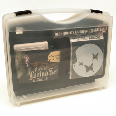 Senjo Color Airbrush Tattoo Set with Compressor + Airbrush + inks + stencils 1003054, 12 pcs