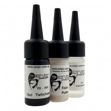 Senjo Color TATOO INK Set Old Age Blue Black + Fixing Powder + Isopropylalcohol TSPS11, 3 x 15 ml